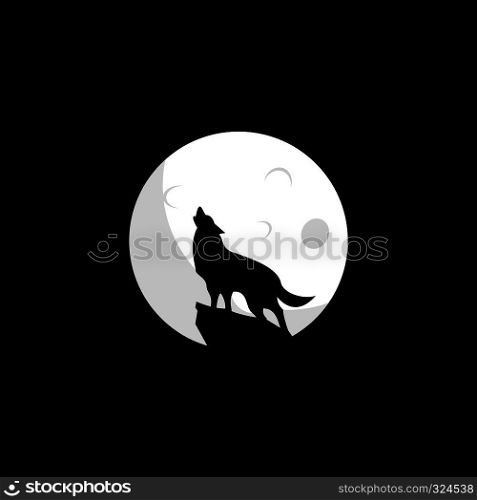 Wolf moon logo design. Wolf icon flat vector illustration for logo.