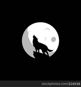 Wolf moon logo design. Wolf icon flat vector illustration for logo.