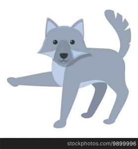 Wolf showing icon. Cartoon of wolf showing vector icon for web design isolated on white background. Wolf showing icon, cartoon style