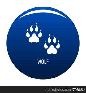 Wolf step icon vector blue circle isolated on white background . Wolf step icon blue vector