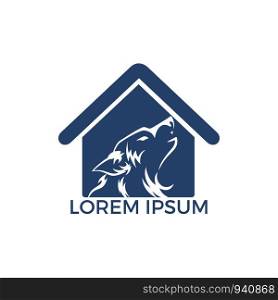 Wolf vector logo design. Home template design. Sport and strength sign.