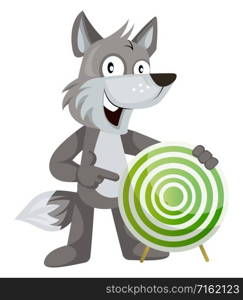 Wolf with target, illustration, vector on white background.