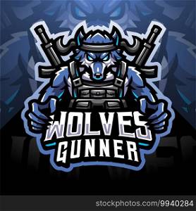 Wolves gunner esport mascot logo