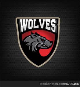 Wolves. sport team emblem. Design element for logo, label, emblem, sign. Vector illustration.