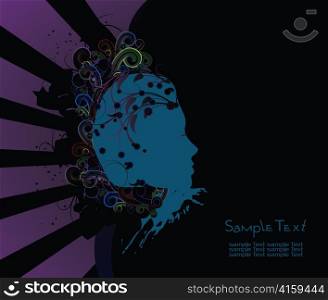 woman&acute;s head with floral and splash vector illustration