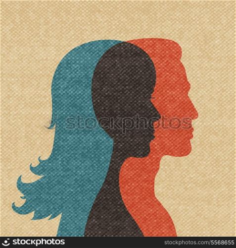 Woman and man friendship silhouettes concept vector illustration