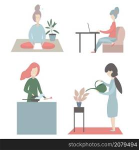 Woman at home. Vector illustration