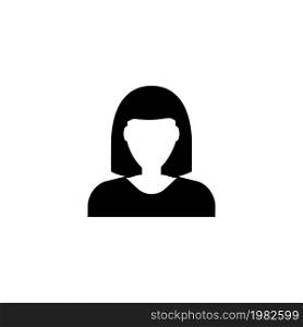 Woman Avatar, Female User. Flat Vector Icon illustration. Simple black symbol on white background. Woman Avatar, Female User sign design template for web and mobile UI element. Woman Avatar, Female User Flat Vector Icon