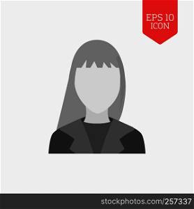 Woman avatar icon. Flat design gray color symbol. Modern UI web navigation, sign. Illustration element