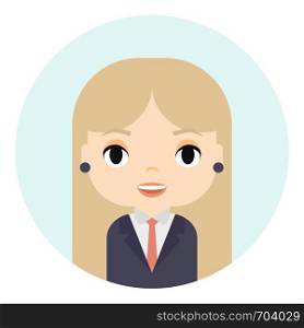 Woman Avatar with Smiling face. Female Cartoon Character. Businesswoman. Beautiful People Icon. Office Worker. Woman Avatar with Smiling face. Female Cartoon Character. Businesswoman. Beautiful People Icon. Office Worker.