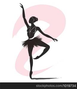 woman ballerina, ballet logo icon for ballet school dance studio vector illustration