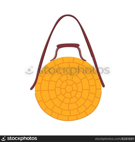 woman beach bag cartoon. straw handle, travel summer woman beach bag sign. isolated symbol vector illustration. woman beach bag cartoon vector illustration