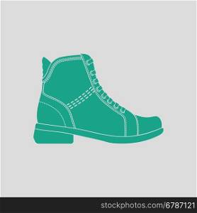 Woman boot icon. Gray background with green. Vector illustration.