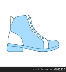 Woman Boot Icon. Thin Line With Blue Fill Design. Vector Illustration.