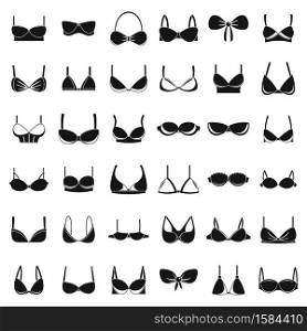 Woman bra icons set. Simple set of woman bra vector icons for web design on white background. Woman bra icons set, simple style