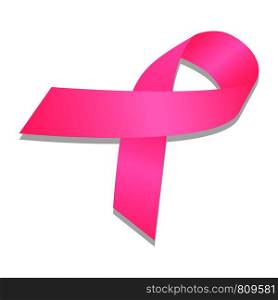Woman breast cancer ribbon icon. Isometric of woman breast cancer ribbon vector icon for web design isolated on white background. Woman breast cancer ribbon icon, isometric style