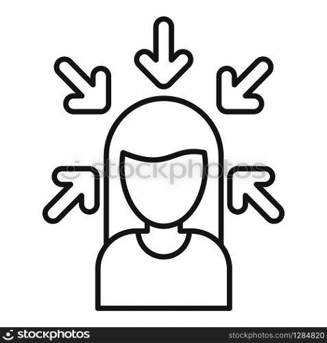 Woman buyer icon. Outline woman buyer vector icon for web design isolated on white background. Woman buyer icon, outline style