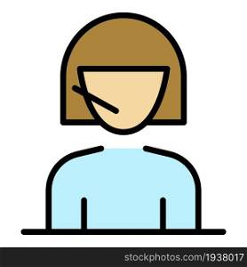 Woman call center support icon. Outline woman call center support vector icon color flat isolated. Woman call center support icon color outline vector