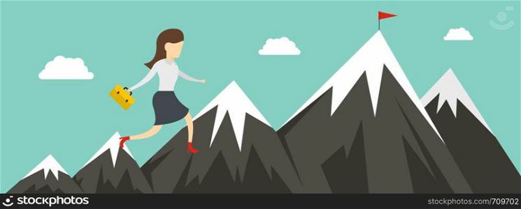 Woman career banner. Flat illustration of woman career vector banner for web. Woman career banner, flat style