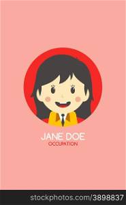 woman cartoon theme business card vector illustration. woman cartoon theme business card