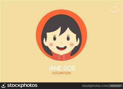 woman cartoon theme business card vector illustration. woman cartoon theme business card