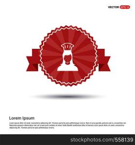 Woman chef icon - Red Ribbon banner