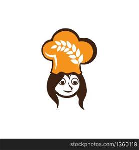 Woman chef logo vector icon design