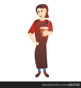 Woman coffee maker icon. Cartoon of woman coffee maker vector icon for web design isolated on white background. Woman coffee maker icon, cartoon style