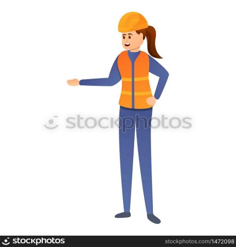 Woman construction engineer icon. Cartoon of woman construction engineer vector icon for web design isolated on white background. Woman construction engineer icon, cartoon style