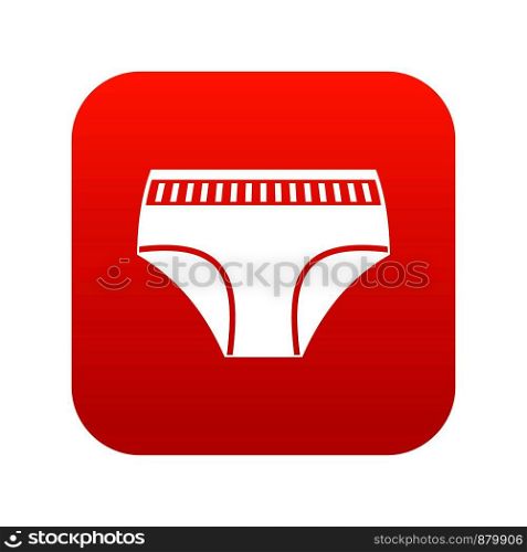 Woman cotton panties icon digital red for any design isolated on white vector illustration. Woman cotton panties icon digital red
