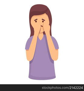 Woman crying icon cartoon vector. Panic stress. Anxiety attack. Woman crying icon cartoon vector. Panic stress