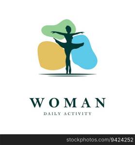 woman daily activity wellness, empowered, success, and health logo design