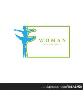 woman daily activity wellness, empowered, success, and health logo design