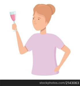 Woman drink icon cartoon vector. Glass wine. Party taste. Woman drink icon cartoon vector. Glass wine