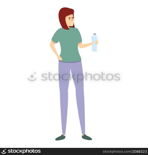 Woman drink water icon cartoon vector. Girl body. Person diet. Woman drink water icon cartoon vector. Girl body