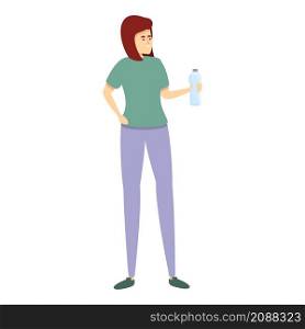 Woman drink water icon cartoon vector. Girl body. Person diet. Woman drink water icon cartoon vector. Girl body
