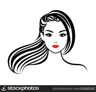 Woman face and hair style vector silhouette. Female beauty profile. Illustration.