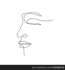 woman face eye closed monoline line art decorative. one line feminine concept vector illustration