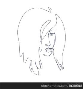 Woman Face in Continuous Line Drawing. Vector Sketchy Girl Character. Outline Simple Artwork with Editable Stroke.. Woman Face in Continuous Line Drawing. Sketchy Girl Character. Outline Simple Artwork with Editable Stroke. Vector illustration.