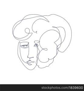 Woman Face in Continuous Line Drawing. Vector Sketchy Girl Character. Outline Simple Artwork with Editable Stroke.. Woman Face in Continuous Line Drawing. Sketchy Girl Character. Outline Simple Artwork with Editable Stroke. Vector illustration.