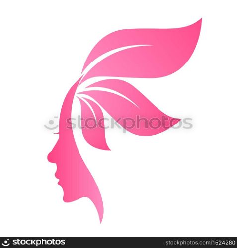 Woman face in leaves,design Concept for Beauty Salons and Spa