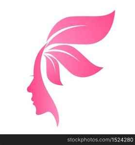 Woman face in leaves,design Concept for Beauty Salons and Spa
