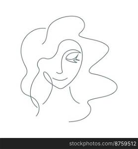 Woman face line art icon design illustration