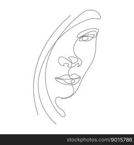 Woman face line art icon design illustration