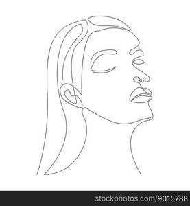 Woman face line art icon design illustration