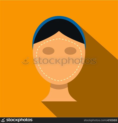 Woman face ready for cosmetic surgery icon. Flat illustration of woman face ready for cosmetic surgery vector icon for web isolated on yellow background. Woman face ready for cosmetic surgery icon