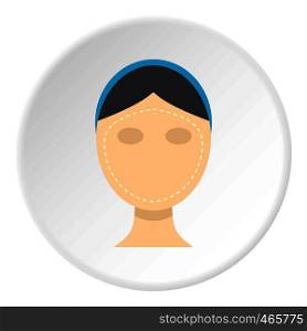 Woman face ready for cosmetic surgery icon in flat circle isolated on white vector illustration for web. Woman face ready for cosmetic surgery icon circle