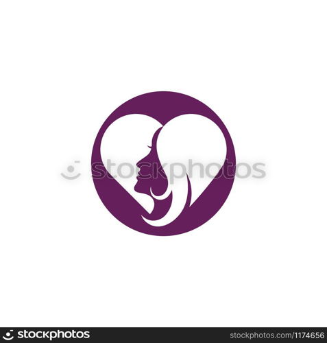 Woman face silhouette character illustration logo icon vector