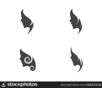 Woman face silhouette character illustration logo icon vector