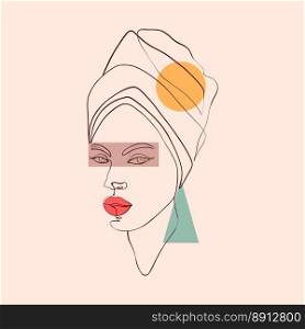 Woman face with geometric shape. Minimal art.